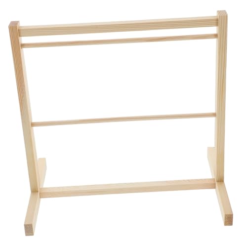 Yardwe Miniatur Kleiderständer Doppelstöckig Holz Stabiler Puppenkleidungs Organizer Vielseitiger Mini Kleiderbügel für Puppenmöbel und Puppenkleidung von Yardwe