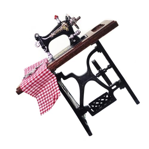 Yardwe Miniatur Nähmaschine Modell für Puppenhaus Vintage Dekoration Bewegliche Teile DIY Zubehör für Kreative Heimdekoration und Modellbau von Yardwe