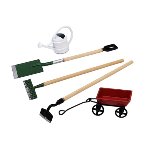 Yardwe Miniatur Puppenhaus Gartenwerkzeug Set aus und Realistisches Gartendeko Set mit Schaufel Hacke Gießkanne und Schubkarre für Feengarten und Blumenbeet Dekoration Yardwe Miniatur Puppenhaus Gartenwerkzeug Set aus und Realistisches Gartendeko Set mit Schaufel Hacke Gießkanne und Schubkarre für Feengarten und Blumenbeet Dekoration von Yardwe