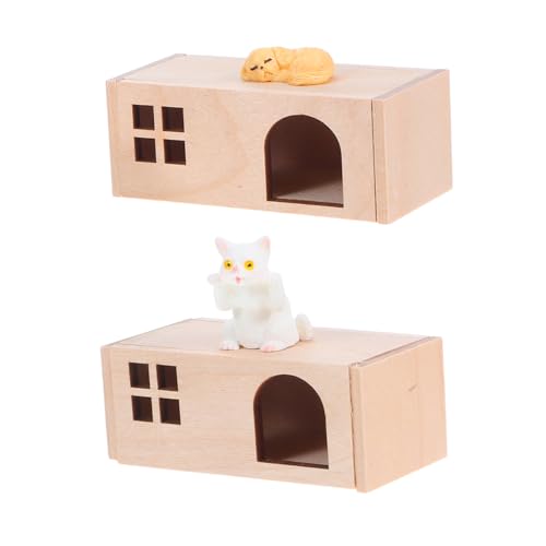 Yardwe Miniatur Puppenhaus Haustierhaus Set mit Holz Hundehütte Miniatur Katzen Hundefiguren Realistische Tierfiguren für Puppenhaus Dekoration und Schreibtisch Ornament Yardwe Miniatur Puppenhaus Haustierhaus Set mit Holz Hundehütte Miniatur Katzen Hundefiguren Realistische Tierfiguren für Puppenhaus Dekoration und Schreibtisch Ornament von Yardwe