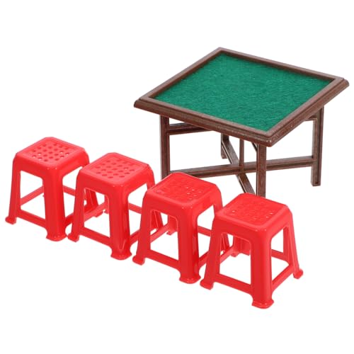 Yardwe Miniatur Puppenhaus Mahjong Tisch Stuhl Set mit Stühlen Dekoration für Ihr Puppenhaus Robust und Realistisch für Kleine Szenen Yardwe Miniatur Puppenhaus Mahjong Tisch Stuhl Set mit Stühlen Dekoration für Ihr Puppenhaus Robust und Realistisch für Kleine Szenen von Yardwe
