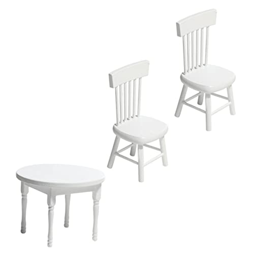 Yardwe Miniatur Weiße Tisch und Stuhlset Modell Puppenhaus Möbel Detailreiche Mini Möbel Accessoires für DIY Basteln und Hausmodelle von Yardwe