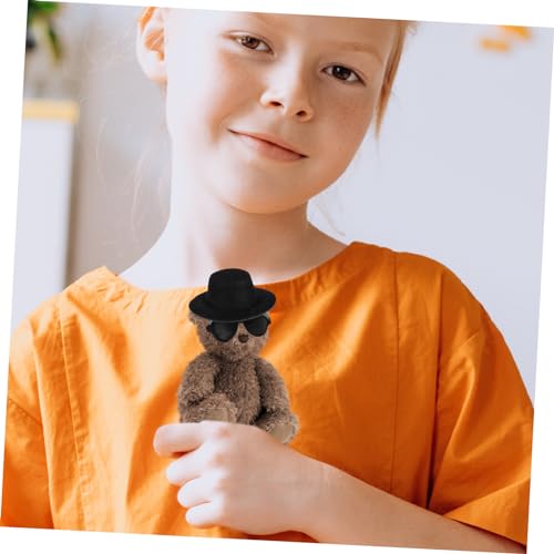 Yardwe Miniatur Zylinderhut Teilig mit Schwarzen Mini Filzhüten und Kleinen Sonnenbrillen Leichte Dekorative Puppenhüte für DIY Basteln Party und Festivaldekoration von Yardwe