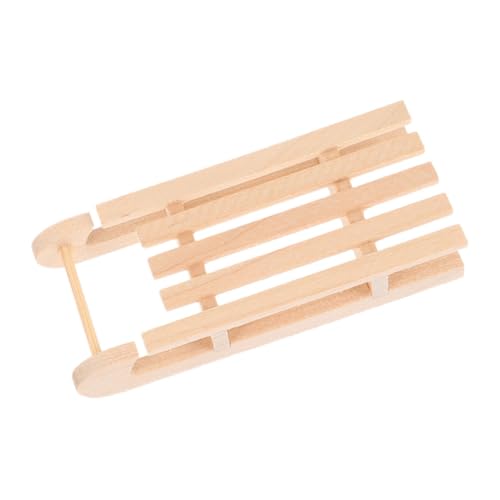 Yardwe Miniature Holzschlitten Dekoration DIY Weihnachtsmodell für Puppenhaus Handgefertigter Schlitten aus Naturbelassenem Holz für Festliche Szenen und Kreative Gestaltung von Yardwe