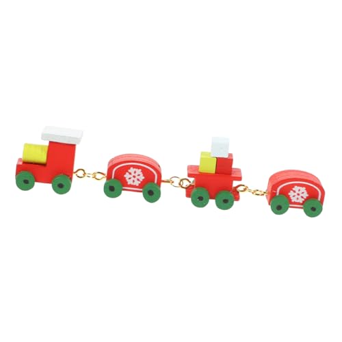 Yardwe Minizug Miniatur Weihnachten Beschreibung Mini-Spielzeugeisenbahn Weihnachtsdekorationen Szene Mini-Holzeisenbahn- holzzug Zubehör für Puppenhäuser hölzern rot von Yardwe