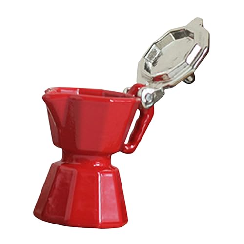 Yardwe Modell Einer Mini-kaffeemaschine Küchenkaffee Spielzeugkaffeemaschinen Miniatur Puppenhaus Kaffeemaschine Einzelne Kaffeemaschine Mini-gerätefiguren Legierung Rot von Yardwe