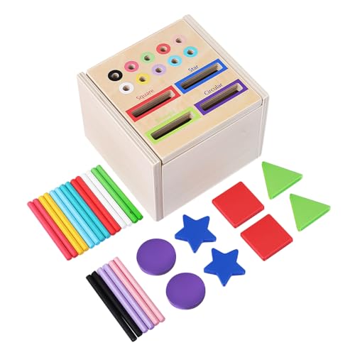 Yardwe Montessori Holz Farb und Formsortierspielzeug Lernspielzeug für Kleinkinder Geometrische Formen Puzzle Motorische Natürliches Holz Pädagogisches für Vorschule und Kindergarten von Yardwe