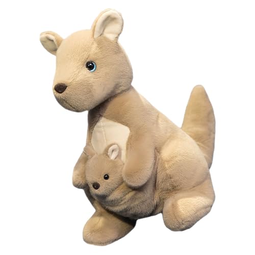 Yardwe Mutter und Sohn Kangaroo - tierisches tierischer Plüsch große Kuscheltiere Puppe Mini Tiere Plüsch Ausgestopfte Plüschtiere PP Baumwolle Khaki von Yardwe