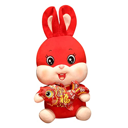 Yardwe Neujahrsdekoration Hase Plüschspielzeug Spielzeugplüsch Chinesische Neujahrskaninchenpuppe Zum Mondneujahr Kaninchen-Maskottchen- Riesige Stofftiere Pp Baumwolle von Yardwe