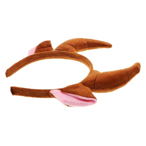 Yardwe Ox Horn Stirnband Braun Erwachsene Kostüm Kopfschmuck Tierohren Haarreif Party Cosplay Fasching Karneval Zubehör von Yardwe