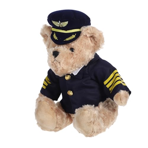 Yardwe Pilotbär Plüschspielzeug Weicher mit Airline Uniform für für Geburtstagsfeiern und Kreative Anlässe Süßes und Umarmbares Stofftier Yardwe Pilotbär Plüschspielzeug Weicher mit Airline Uniform für für Geburtstagsfeiern und Kreative Anlässe Süßes und Umarmbares Stofftier von Yardwe
