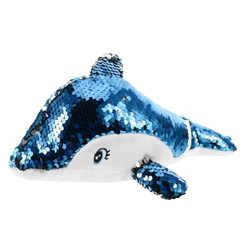 Yardwe Plüschdelfin Mit Pailletten Delfinspielzeug Kuscheltier Im Schlafzimmer Tragbarer Ausgestopfter Delphin-schmuck Stofftierpuppe Delphin-Puppe Pp Baumwolle Blue von Yardwe