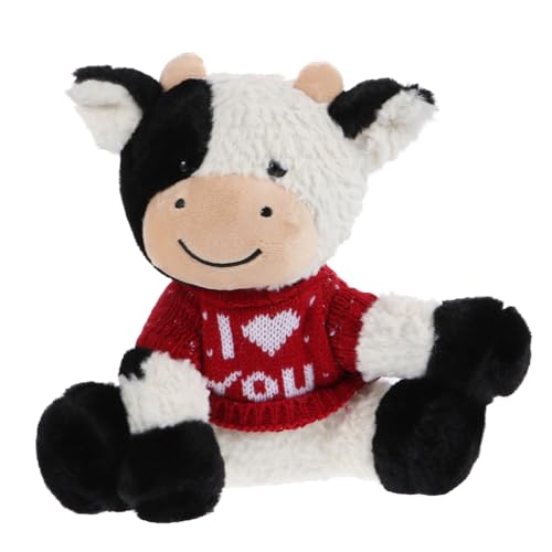 Yardwe Plüschkuhpuppe Kinderspielzeug Kinderpuppenspielzeug Plüschpuppe Geschenkspielzeug Für Puppendekor Kuhpuppe Black Plüschmaterial von Yardwe