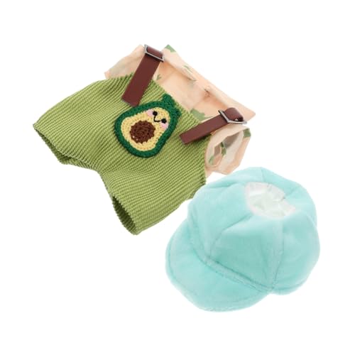 Yardwe Plüschpuppen-Set Sachen Kostüm Kleid Tragen Outfit Mini Dekoration Straps Puppenshirt Baseball Hemd Jacke Gesamt Entenschnabel Keuchen Overall Sommer Kappe Stoff von Yardwe