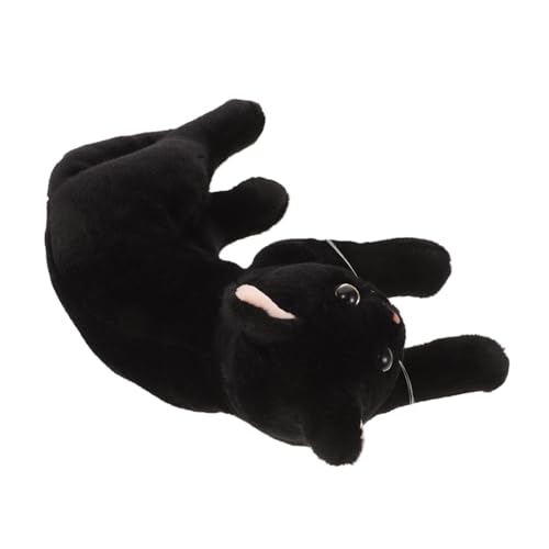 Yardwe Plüschtier Schwarzes Katzendekor Katzenspielzeug realistischer Katzenplüsch realistisches katzenstofftier gewichtetes Kissen Katzengewichtige Stofftiere Black von Yardwe