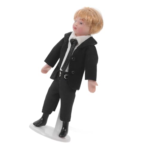 Yardwe Porzellanpuppe Kleiner Junge Im Anzug Dekorative Figur Für Puppenhaus Langlebig Realistisch Als Für DIY Enthusiasten von Yardwe