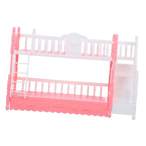 Yardwe Prinzessin Puppenbett klein Zubehör Koje Puppenhausmöbel Mädchen Miniatur puppenbett puppenbettchen puppenmöbel Etagenbett für Puppenschlafzimmer Mini-Verzierung Abs Rosa von Yardwe