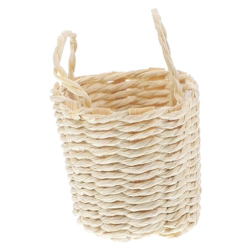 Yardwe Puppenhaus Dekoration Geflochtenes Mini Aufbewahrungskörbchen Realistisches Puppenhaus Zubehör Kleines Rattan Modell für Miniatur Landschaften für Sammler von Yardwe