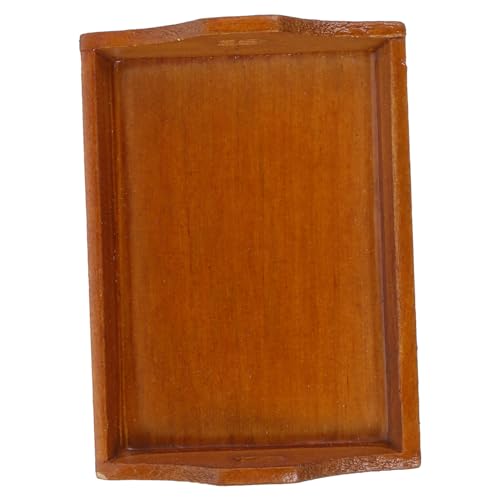 Yardwe Puppenhaus Küchentablett Puppengeschirr Mini-speiseteller Mini- -tablett- Requisiten Für Das Szenenlayout Mini- -dekore Mini- -DIY-Accessoires Hölzern Brown von Yardwe