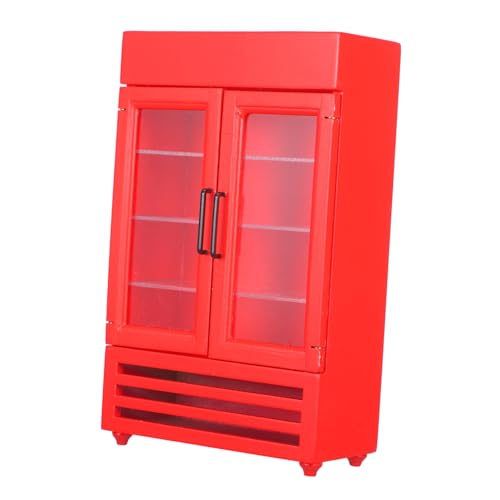 Yardwe Puppenhaus Kühlschrank Gefrierschränke Mini Gefrierschrank Miniatur Kühlschrank Miniatur Kühlschrank Küche Miniaturen Mini Möbel Miniatur Modell Miniatur Möbel Holz Rot von Yardwe