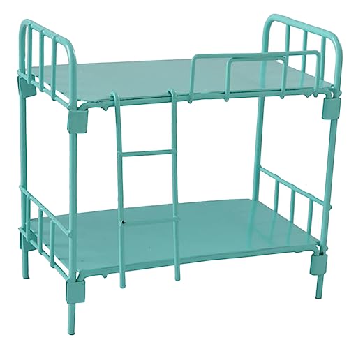Yardwe Puppenhaus-Modell etagenbeet Puppen etagenbett Kinderzimmer-Einrichtung Spielzeugbett puppenstubenmöbel Toys Puppenbett aus Metall Miniatur -Schlafzimmermöbel Legierung Light Green von Yardwe