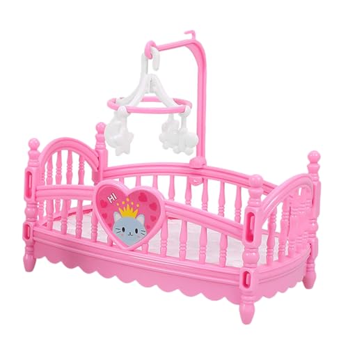 Yardwe Puppenhaus Möbel Set Handgefertigtes Mini Bett für Puppen Bezaubernde Schlafzimmeratmosphäre Fördert Motorische Fähigkeiten Puppenhaus Zubehör von Yardwe