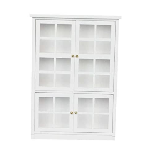 Yardwe Puppenhaus Sideboard Schrank Weiß Modern Türen Mini Möbel Ornament für DIY Mikro Szenerie Dekoration Sammler von Yardwe