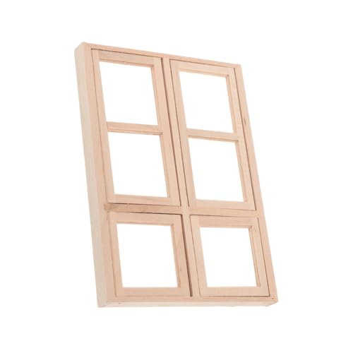 Yardwe Puppenhaus-tür- Und Fenstermodell Klein Gebaut Simulationsfenster Für Puppenhaus Dekorationen Miniatur-puppenhausfenster Puppenhaustür Puppenhausbauzubehör Hölzern Khaki von Yardwe