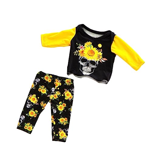 Yardwe Puppenkleidung Halloween Kostüm Gelb Schwarz mit Skelettmuster Doll Clothes Outfits für Puppen Bequemes Passgenaues Puppenkleidungsset Yardwe Puppenkleidung Halloween Kostüm Gelb Schwarz mit Skelettmuster Doll Clothes Outfits für Puppen Bequemes Passgenaues Puppenkleidungsset von Yardwe