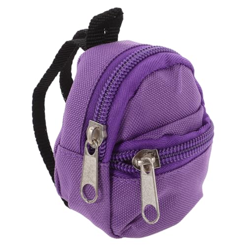 Yardwe Puppenrucksack Tasche Mini Rucksäcke Dekorationen Puppenbaby Mikroszenenverzierung Dekorativer Rucksack Kinderfotografie -Requisiten Kinderspielzeug Stoff Violett von Yardwe