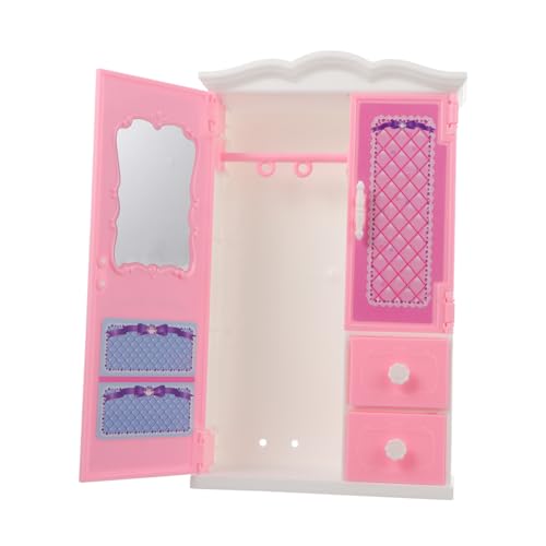 Yardwe Puppenschrank Aus Umweltfreundlichem Material Rosa Für Puppen Sicher Und Kinderfreundlich Mit Leicht Zu Öffnenden Türen Und Zubehör von Yardwe