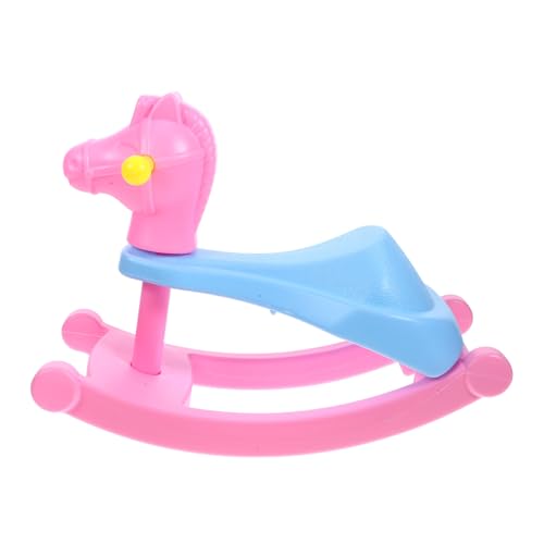 Yardwe Puppenzubehör Schaukelpferd Für Puppenhausdekoration Miniatur-schaukelpferd Mini-schaukelpferd Mini-zubehör Mini Schaukelpferd Puppenhauszubehör Hausmöbel Plastik Rosa von Yardwe