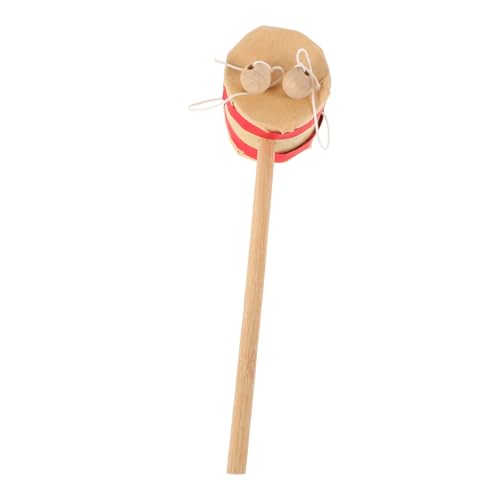 Yardwe Rassel rotierendes Trommelspielzeug Spielzeugtrommeln -Trommeln Sitar-Instrument Montessori-Musikinstrumente Schlagtrommel Handtrommel Bambus Beige von Yardwe