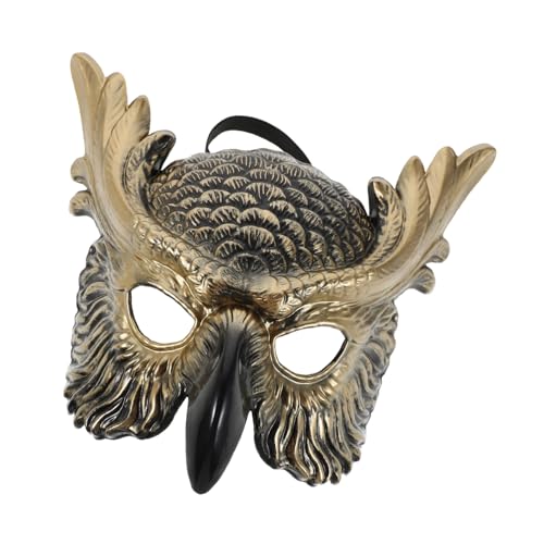 Yardwe Realistische Katzenkopf-eule Maske mit Schnabel Detailreiche Halbe Tiergesichtsmaske für Halloween Karneval Cosplay Maskenbälle und Party für Erwachsene von Yardwe