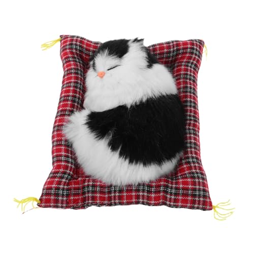 Yardwe Realistische Simulation Katzenfigur mit Meckerndem Sound Weiches Plüschtier mit Kissen Dekorative Kleine Katze für Wohnzimmer Schlafzimmer Detailgetreues Katzenmodell als von Yardwe