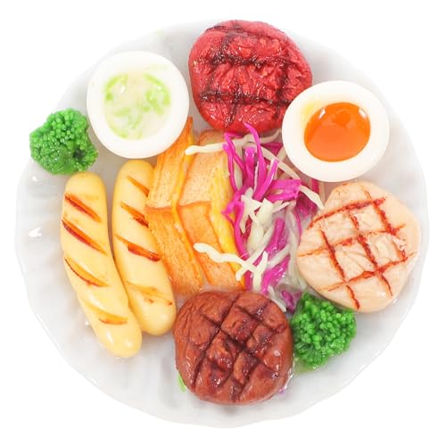 Yardwe Realistisches Miniatur Steak Sandwich Brokkoli Ei mit Mini Platte Dollhouse Küchen Zubehör für Kreative Fotografie und Spielzeugmodelle von Yardwe
