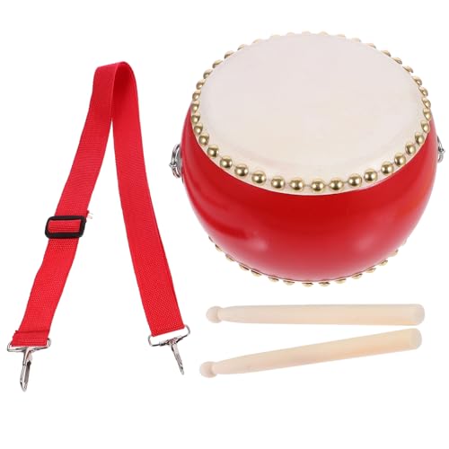 Yardwe Rindsleder Trommelspielzeug Für Percussion Instrument Mit Holzstöcken Und Riemen Fördert Hand Augen Koordination Und Musikalisches Verständnis von Yardwe