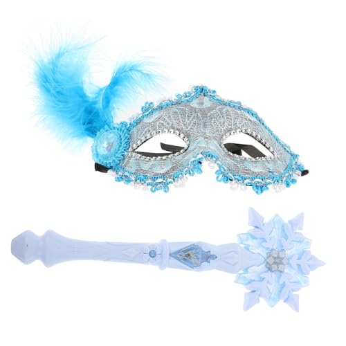 Yardwe Schnee Zauberstab Zubehör Schneeflockenstab zum Leuchten bringen Cosplay Party Zauberstäbe aufleuchten Prinzessinnenstäbe für kleine Mädchen Polarstab Plastik Blue von Yardwe