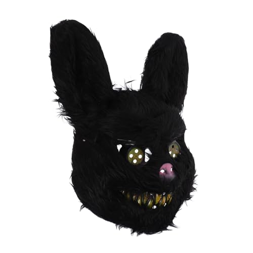 Yardwe Schwarze Halloween Kaninchenmaske aus Weichem Plüsch Gruseliges Cosplay Kostüm Zubehör Atmungsaktiv und Langlebig für Maskerade Karneval und Party Zufällige Farbe von Yardwe