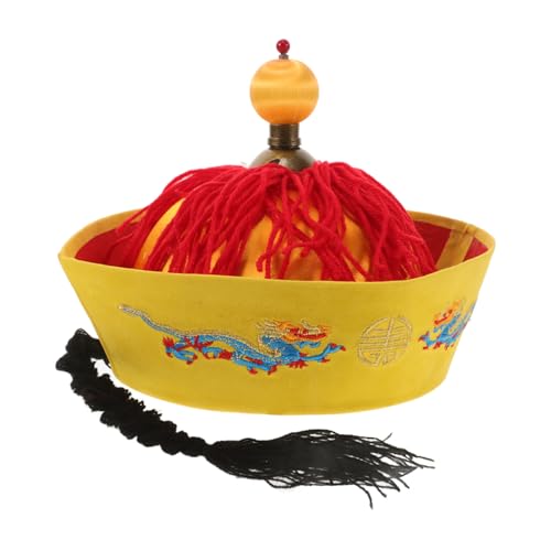 Yardwe Schwarzer Hut China Orientalischer Kaiserhut Hotelpage Königlich Für Cosplay-kaiserhut Party Halloween Mit Kerl Performance-hut Konisch Erwachsene Kulturell Gefühlt Gelb von Yardwe