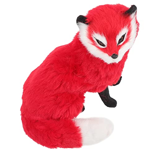 Yardwe Simulation Fuchs Modell Plüsch Ausgestopft Tierverzierung Kleine Füchse Figur Simulierte Fuchsfigur Heimische Tierdekorationen Haushalt Füchse Figur Rot Kunstpelz von Yardwe