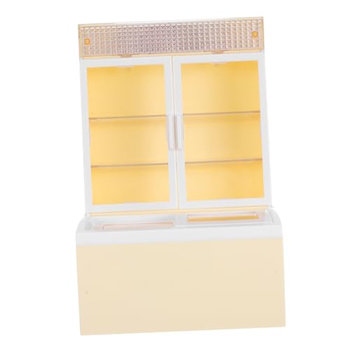 Yardwe Simulation eines Eisschranks Übertreibungs Lebensnahe Spielzeuge Wohnaccessoires winzig Mini-Kühlschrank vorgeben Puppenhaus-Küchendisplay Plastik Beige von Yardwe
