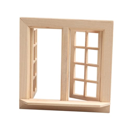 Yardwe Simulation von Türen und Fenstern Mini Möbel winzig Miniatur Feld holzdeko holzfenster Geschenkidee puppenzubehör Kinderspielzeug Mini-Fenstermodell hölzern Khaki von Yardwe