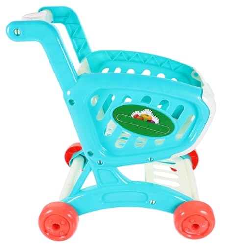 Yardwe Simulierter Mini Einkaufswagen für Leichter Griff Rollbar Teppich und Hartboden Einfache Montage Fördert Aufbewahrungs Feinmotorik Blau von Yardwe