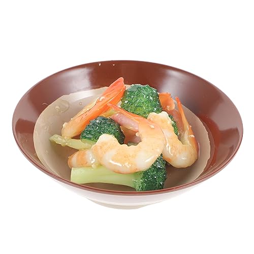 Yardwe Simuliertes Lebensmittelmodell Garlic Broccoli Shrimp Realistisches Kunstfutter für Filmrequisiten und Restaurant Dekoration Hochwertiges Langlebig und Wiederverwendbar für Foto von Yardwe