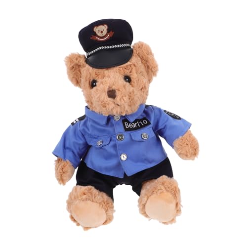 Yardwe Sitzender Polizeibär Plüschtier Weiches Stofftier Süßer Uniform Geburtstagsgeschenk für Jungen und Dekoratives Highlight für Zimmer von Yardwe