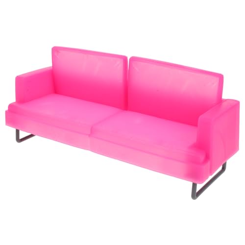 Yardwe Sofastuhl Für Prinzessinnenpuppe Miniatur-puppenhauszubehör Miniatur-hausmöbel Minikissen Für Puppen Spielzeugkoffer Rosa Miniaturhausmöbel Mini-Sofa Plastik Rosy von Yardwe