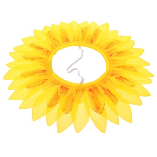 Yardwe Sonnenblumenkopfbedeckung Sonnenblumen-Kopfbedeckung Kostüm Sonnenblumenkopfschmuck Blumenhut Blume Kopfbedeckung Party-Requisite Seidentuch Yellow von Yardwe
