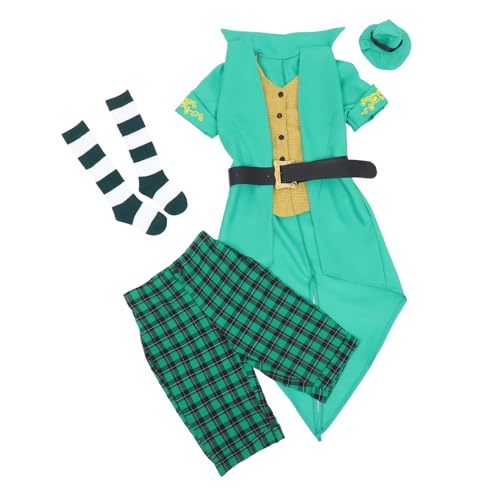Yardwe St Patrick's Day Kinderkostüm Mädchen Leprechaun Kostüm Grün Hosenanzug mit Hut Weiches Material Bequemes Halloween und Festtags Outfit Yardwe St Patrick's Day Kinderkostüm Mädchen Leprechaun Kostüm Grün Hosenanzug mit Hut Weiches Material Bequemes Halloween und Festtags Outfit von Yardwe