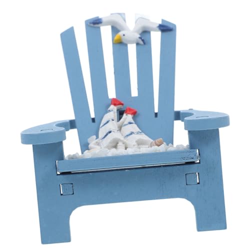 Yardwe Strandkorb Dekoration Mini-nautischer Stuhl Miniaturen Mini-Strandkörbe Mikrolandschaft Küsten Ministühle für Puppen Miniatur-Strandszenen-Ornament hölzern Blue von Yardwe